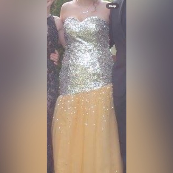 Strapless Gold Mermaid Sequin Prom Dress w/ Corset - Picture 10 of 12